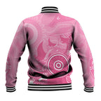 Australia Breast Cancer Awareness Baseball Jacket Pink Ribbon Manta Ray Aboriginal Art - Aussie Hoodie