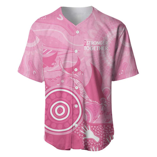 Australia Breast Cancer Awareness Baseball Jersey Pink Ribbon Manta Ray Aboriginal Art - Aussie Hoodie