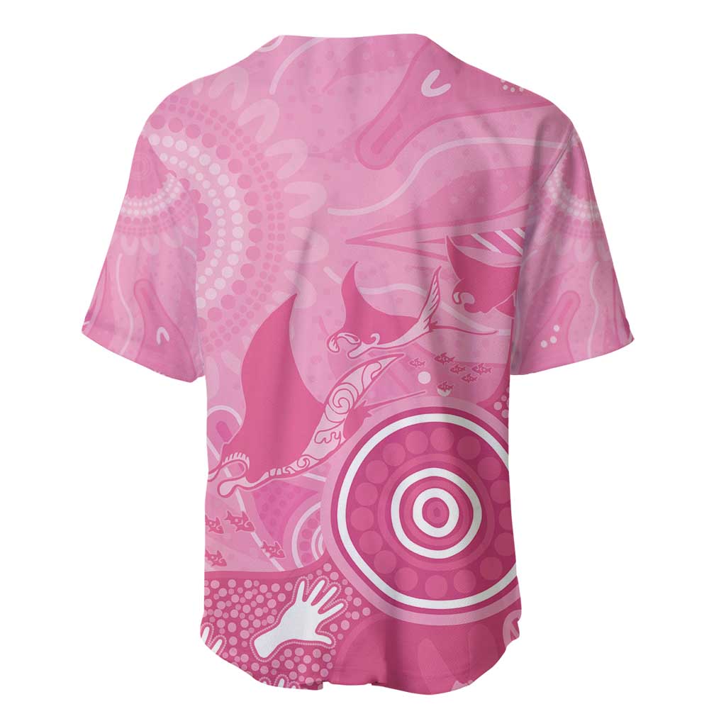 Australia Breast Cancer Awareness Baseball Jersey Pink Ribbon Manta Ray Aboriginal Art - Aussie Hoodie
