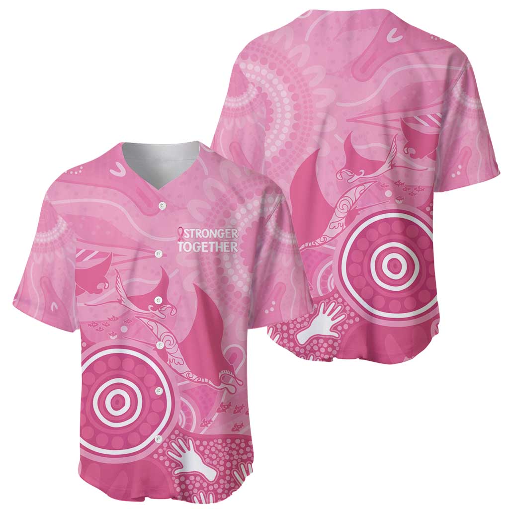 Australia Breast Cancer Awareness Baseball Jersey Pink Ribbon Manta Ray Aboriginal Art - Aussie Hoodie