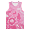 Australia Breast Cancer Awareness Basketball Jersey Pink Ribbon Manta Ray Aboriginal Art - Aussie Hoodie