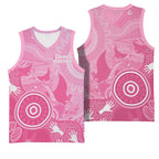 Australia Breast Cancer Awareness Basketball Jersey Pink Ribbon Manta Ray Aboriginal Art - Aussie Hoodie