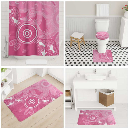 Australia Breast Cancer Awareness Bathroom Set Pink Ribbon Manta Ray Aboriginal Art - Aussie Hoodie