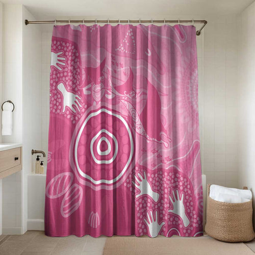 Australia Breast Cancer Awareness Bathroom Set Pink Ribbon Manta Ray Aboriginal Art - Aussie Hoodie