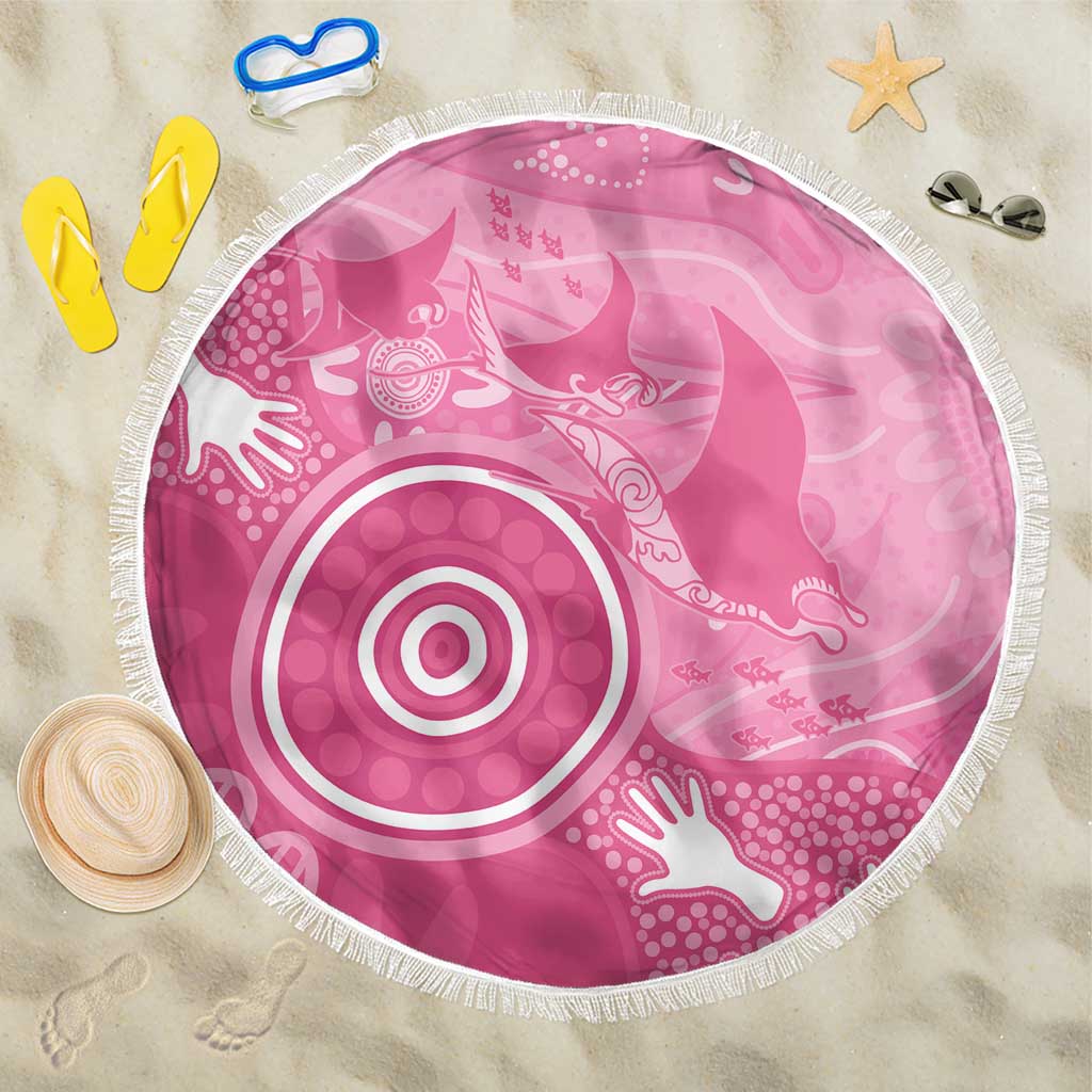 Australia Breast Cancer Awareness Beach Blanket Pink Ribbon Manta Ray Aboriginal Art - Aussie Hoodie