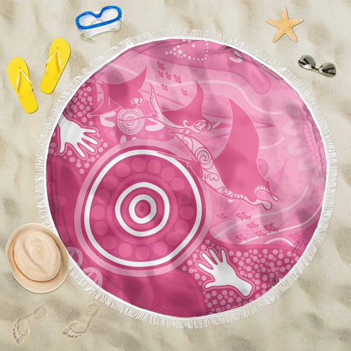 Australia Breast Cancer Awareness Beach Blanket Pink Ribbon Manta Ray Aboriginal Art - Aussie Hoodie