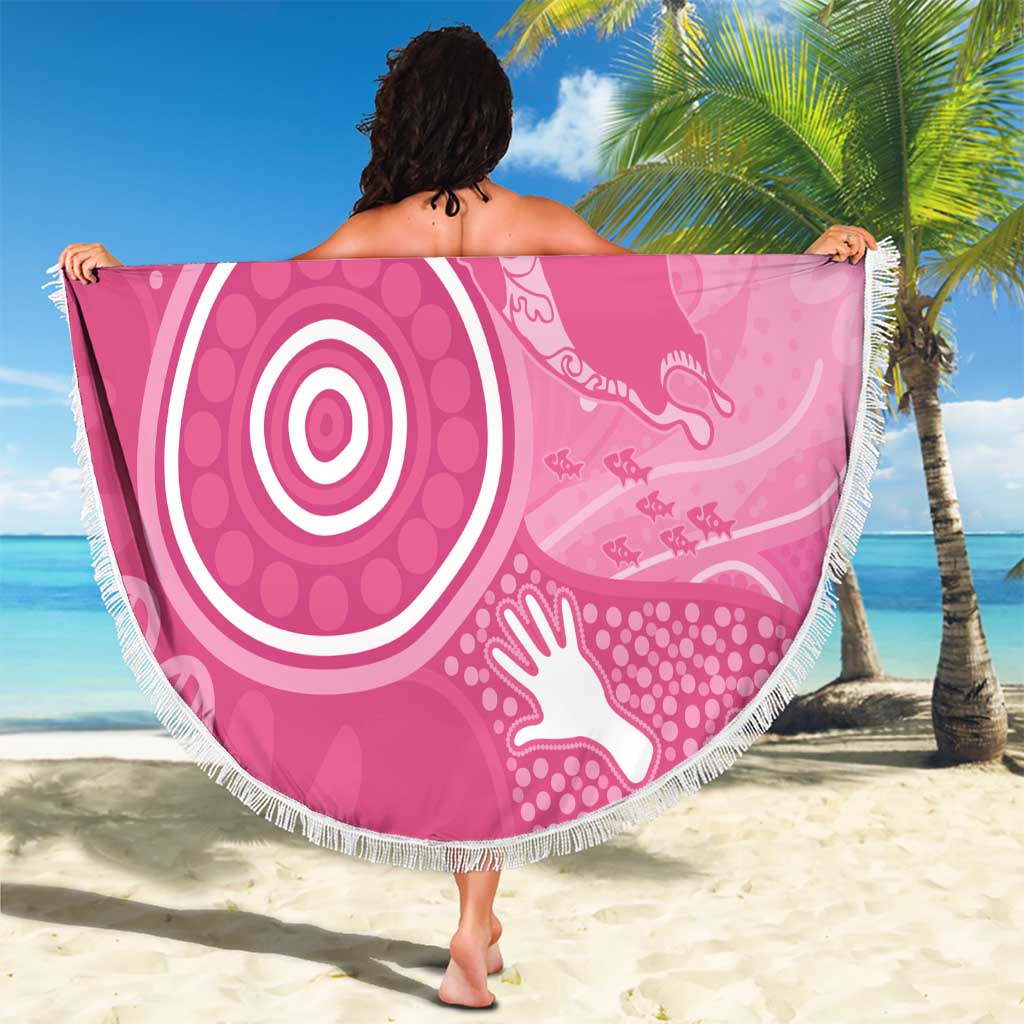 Australia Breast Cancer Awareness Beach Blanket Pink Ribbon Manta Ray Aboriginal Art - Aussie Hoodie
