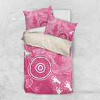 Australia Breast Cancer Awareness Bedding Set Pink Ribbon Manta Ray Aboriginal Art - Aussie Hoodie