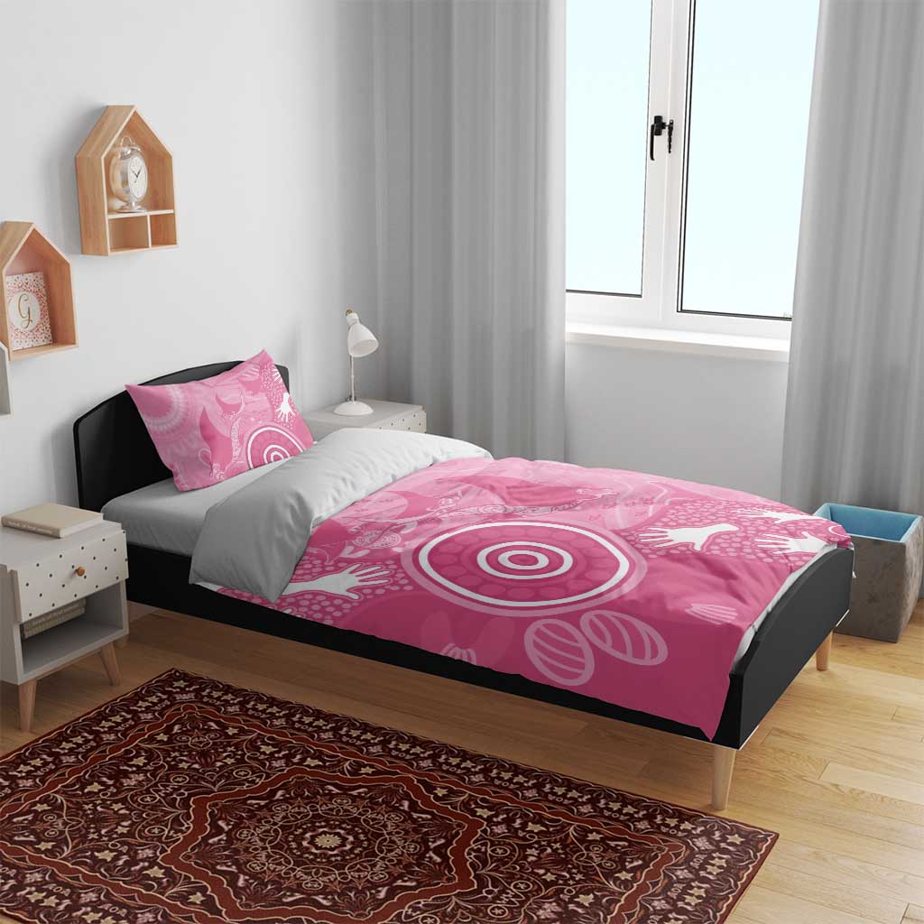 Australia Breast Cancer Awareness Bedding Set Pink Ribbon Manta Ray Aboriginal Art - Aussie Hoodie