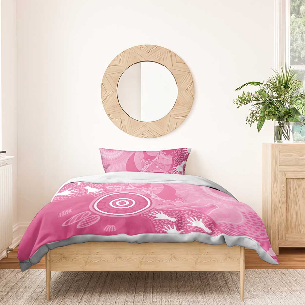 Australia Breast Cancer Awareness Bedding Set Pink Ribbon Manta Ray Aboriginal Art - Aussie Hoodie