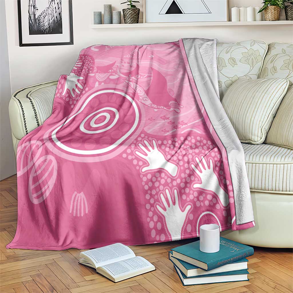 Australia Breast Cancer Awareness Blanket Pink Ribbon Manta Ray Aboriginal Art - Aussie Hoodie