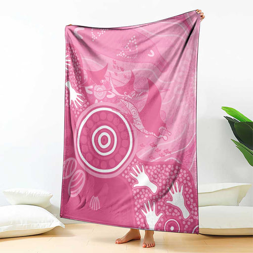 Australia Breast Cancer Awareness Blanket Pink Ribbon Manta Ray Aboriginal Art - Aussie Hoodie