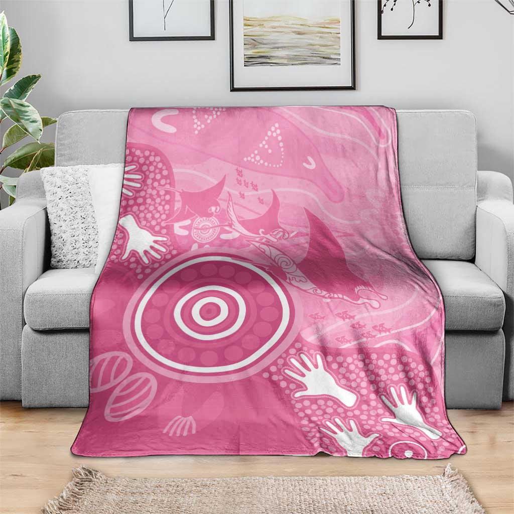 Australia Breast Cancer Awareness Blanket Pink Ribbon Manta Ray Aboriginal Art - Aussie Hoodie
