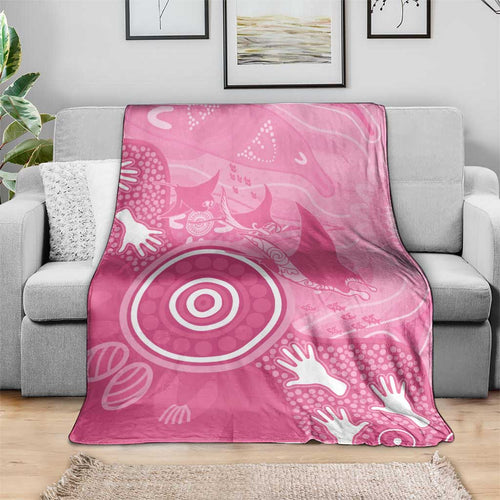 Australia Breast Cancer Awareness Blanket Pink Ribbon Manta Ray Aboriginal Art - Aussie Hoodie