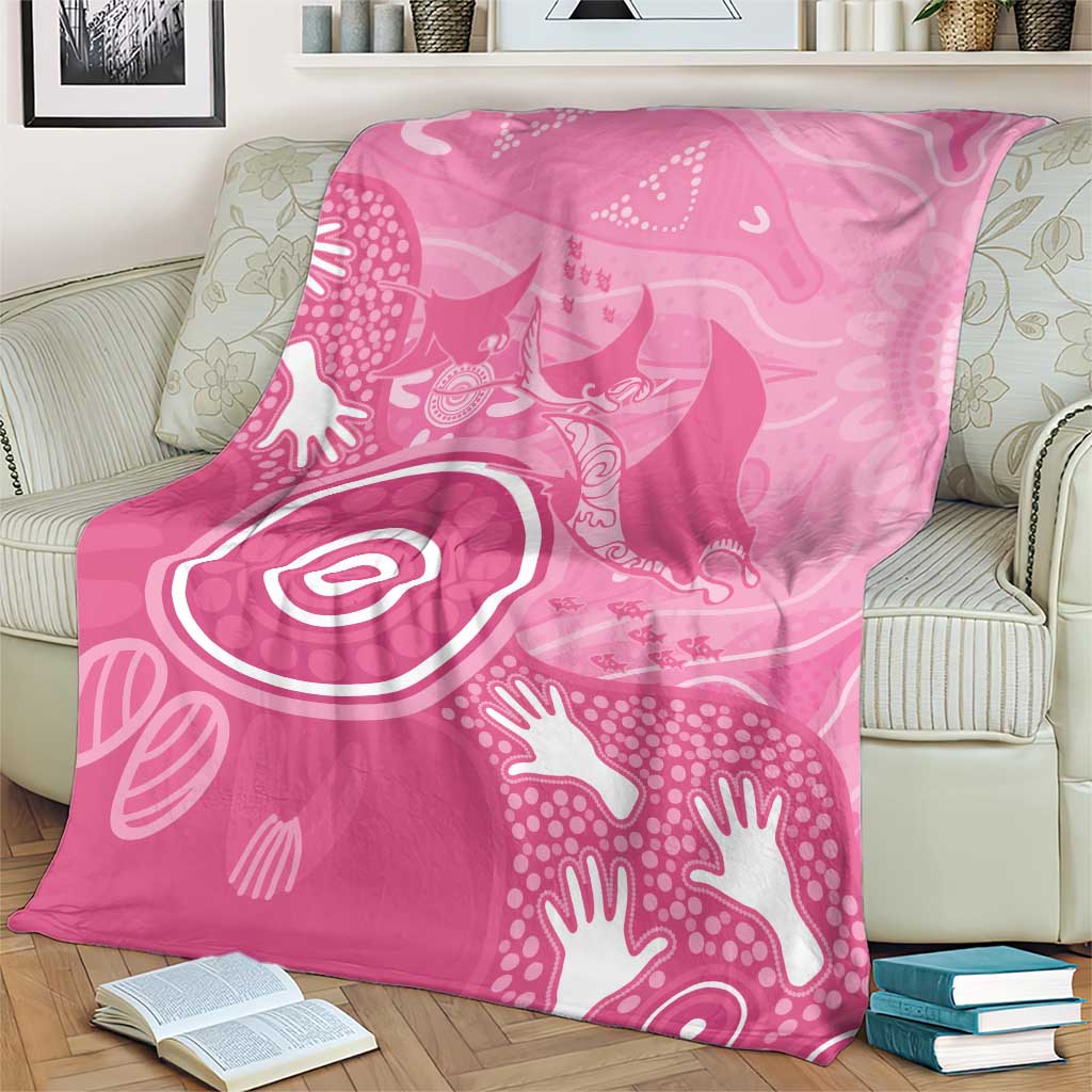 Australia Breast Cancer Awareness Blanket Pink Ribbon Manta Ray Aboriginal Art - Aussie Hoodie