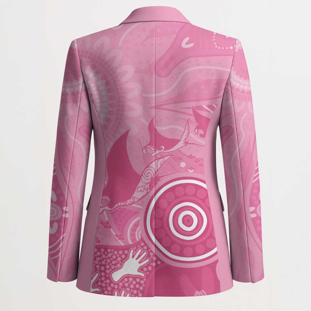 Australia Breast Cancer Awareness Blazer Pink Ribbon Manta Ray Aboriginal Art - Aussie Hoodie