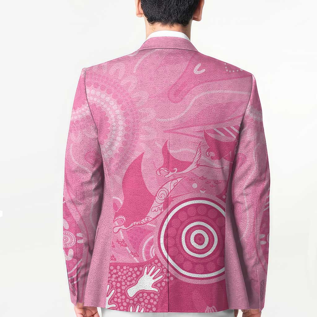 Australia Breast Cancer Awareness Blazer Pink Ribbon Manta Ray Aboriginal Art - Aussie Hoodie