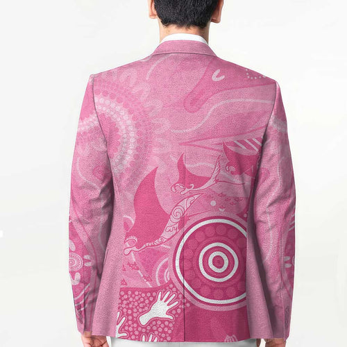 Australia Breast Cancer Awareness Blazer Pink Ribbon Manta Ray Aboriginal Art - Aussie Hoodie