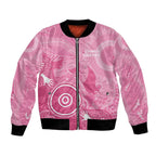 Australia Breast Cancer Awareness Bomber Jacket Pink Ribbon Manta Ray Aboriginal Art - Aussie Hoodie