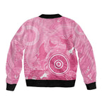 Australia Breast Cancer Awareness Bomber Jacket Pink Ribbon Manta Ray Aboriginal Art - Aussie Hoodie