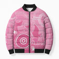 Australia Breast Cancer Awareness Bomber Puffer Jacket Pink Ribbon Manta Ray Aboriginal Art - Aussie Hoodie