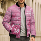 Australia Breast Cancer Awareness Bomber Puffer Jacket Pink Ribbon Manta Ray Aboriginal Art - Aussie Hoodie