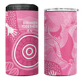 Australia Breast Cancer Awareness 4 in 1 Can Cooler Tumbler Pink Ribbon Manta Ray Aboriginal Art - Aussie Hoodie