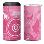 Australia Breast Cancer Awareness 4 in 1 Can Cooler Tumbler Pink Ribbon Manta Ray Aboriginal Art - Aussie Hoodie