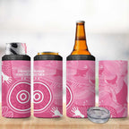 Australia Breast Cancer Awareness 4 in 1 Can Cooler Tumbler Pink Ribbon Manta Ray Aboriginal Art - Aussie Hoodie