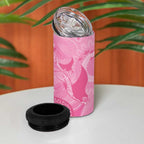 Australia Breast Cancer Awareness 4 in 1 Can Cooler Tumbler Pink Ribbon Manta Ray Aboriginal Art - Aussie Hoodie
