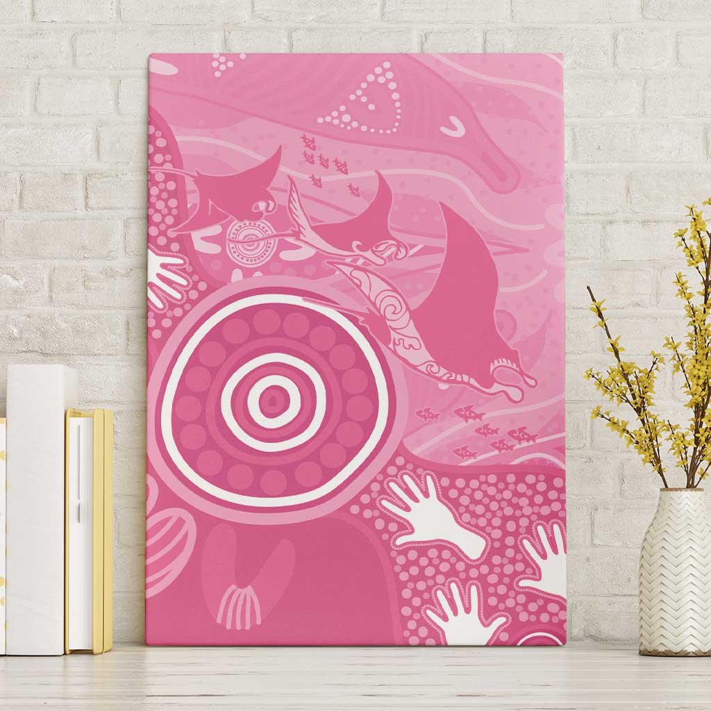 Australia Breast Cancer Awareness Canvas Wall Art Pink Ribbon Manta Ray Aboriginal Art - Aussie Hoodie