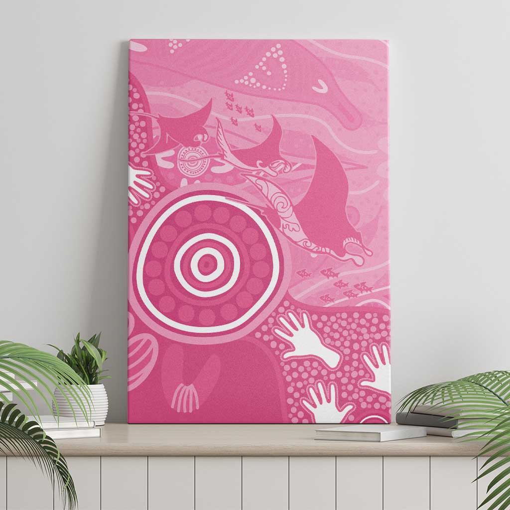 Australia Breast Cancer Awareness Canvas Wall Art Pink Ribbon Manta Ray Aboriginal Art - Aussie Hoodie