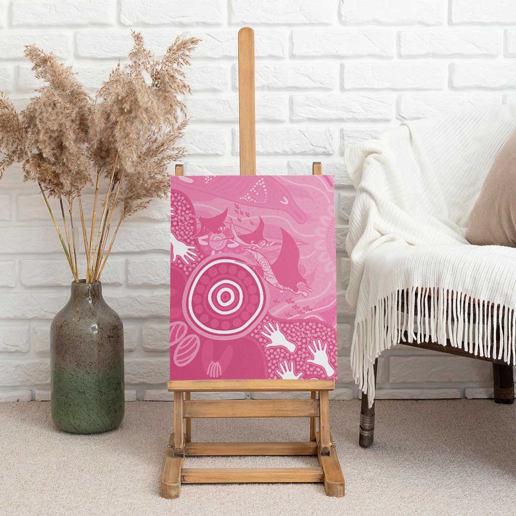 Australia Breast Cancer Awareness Canvas Wall Art Pink Ribbon Manta Ray Aboriginal Art - Aussie Hoodie