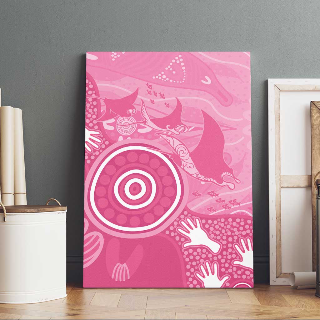 Australia Breast Cancer Awareness Canvas Wall Art Pink Ribbon Manta Ray Aboriginal Art - Aussie Hoodie