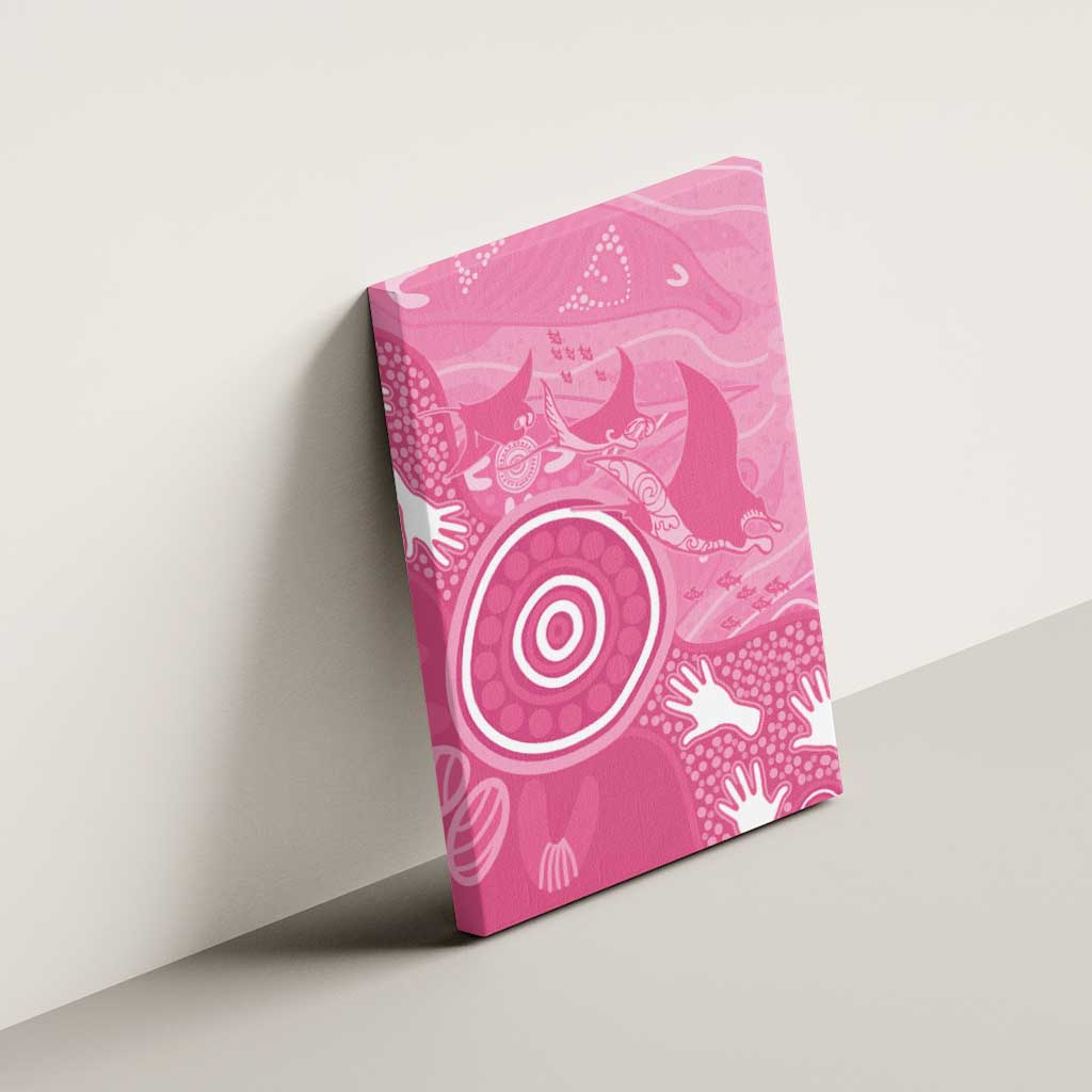 Australia Breast Cancer Awareness Canvas Wall Art Pink Ribbon Manta Ray Aboriginal Art - Aussie Hoodie