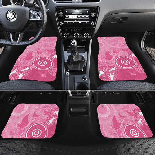 Australia Breast Cancer Awareness Car Mats Pink Ribbon Manta Ray Aboriginal Art - Aussie Hoodie