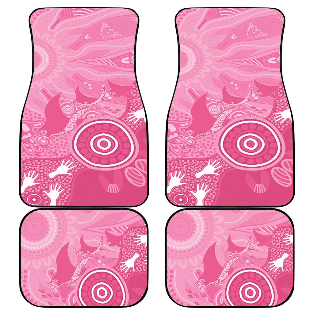 Australia Breast Cancer Awareness Car Mats Pink Ribbon Manta Ray Aboriginal Art - Aussie Hoodie