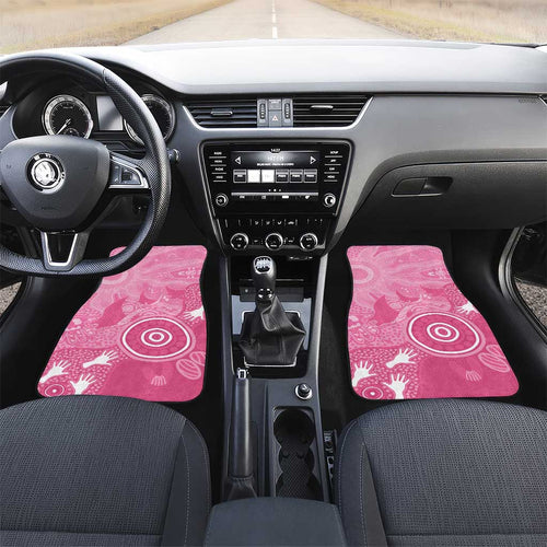 Australia Breast Cancer Awareness Car Mats Pink Ribbon Manta Ray Aboriginal Art - Aussie Hoodie