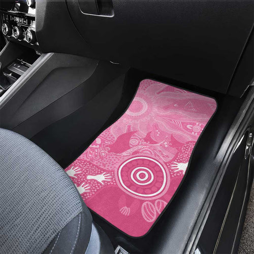 Australia Breast Cancer Awareness Car Mats Pink Ribbon Manta Ray Aboriginal Art - Aussie Hoodie