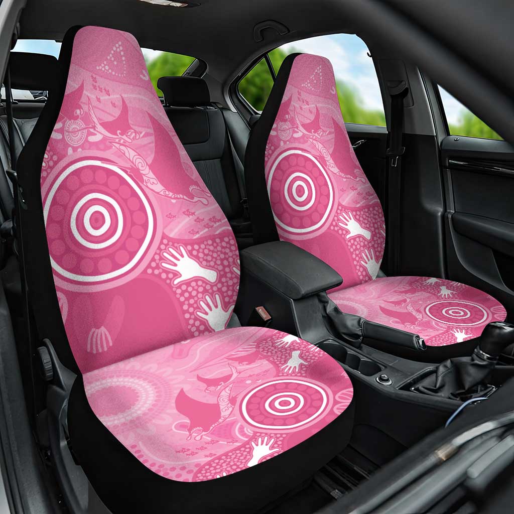 Australia Breast Cancer Awareness Car Seat Cover Pink Ribbon Manta Ray Aboriginal Art - Aussie Hoodie