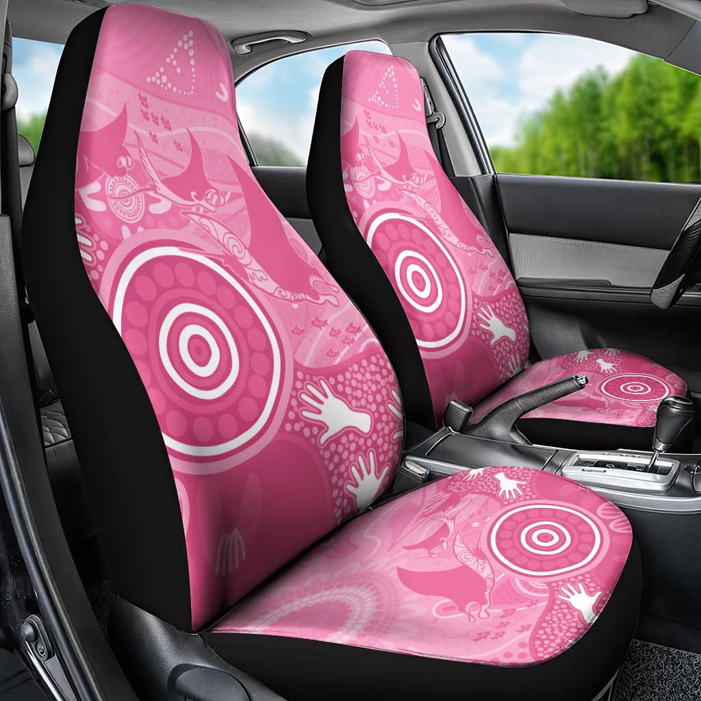 Australia Breast Cancer Awareness Car Seat Cover Pink Ribbon Manta Ray Aboriginal Art - Aussie Hoodie