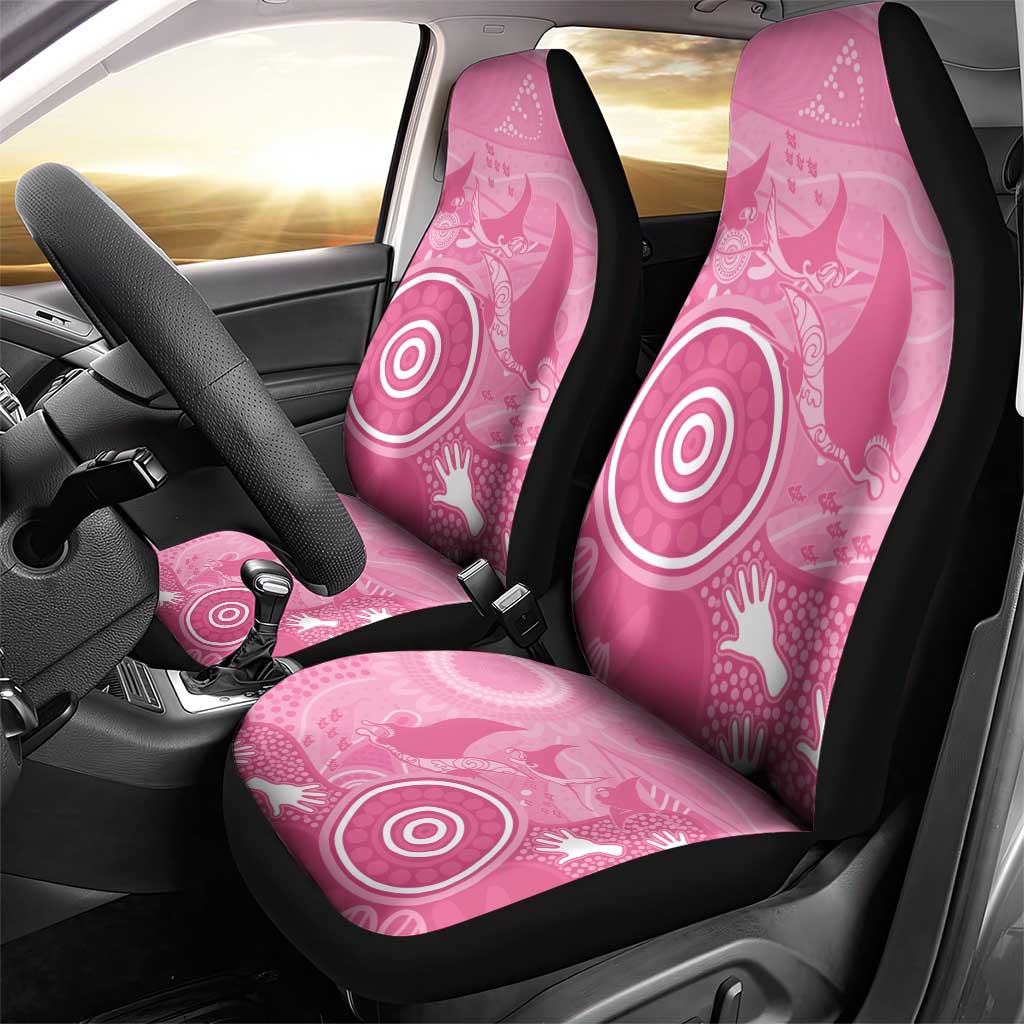 Australia Breast Cancer Awareness Car Seat Cover Pink Ribbon Manta Ray Aboriginal Art - Aussie Hoodie