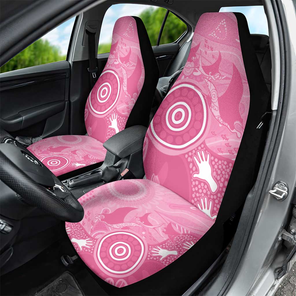 Australia Breast Cancer Awareness Car Seat Cover Pink Ribbon Manta Ray Aboriginal Art - Aussie Hoodie