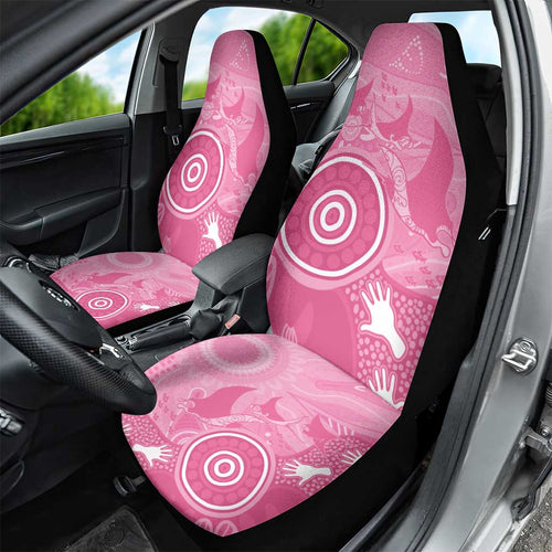 Australia Breast Cancer Awareness Car Seat Cover Pink Ribbon Manta Ray Aboriginal Art - Aussie Hoodie