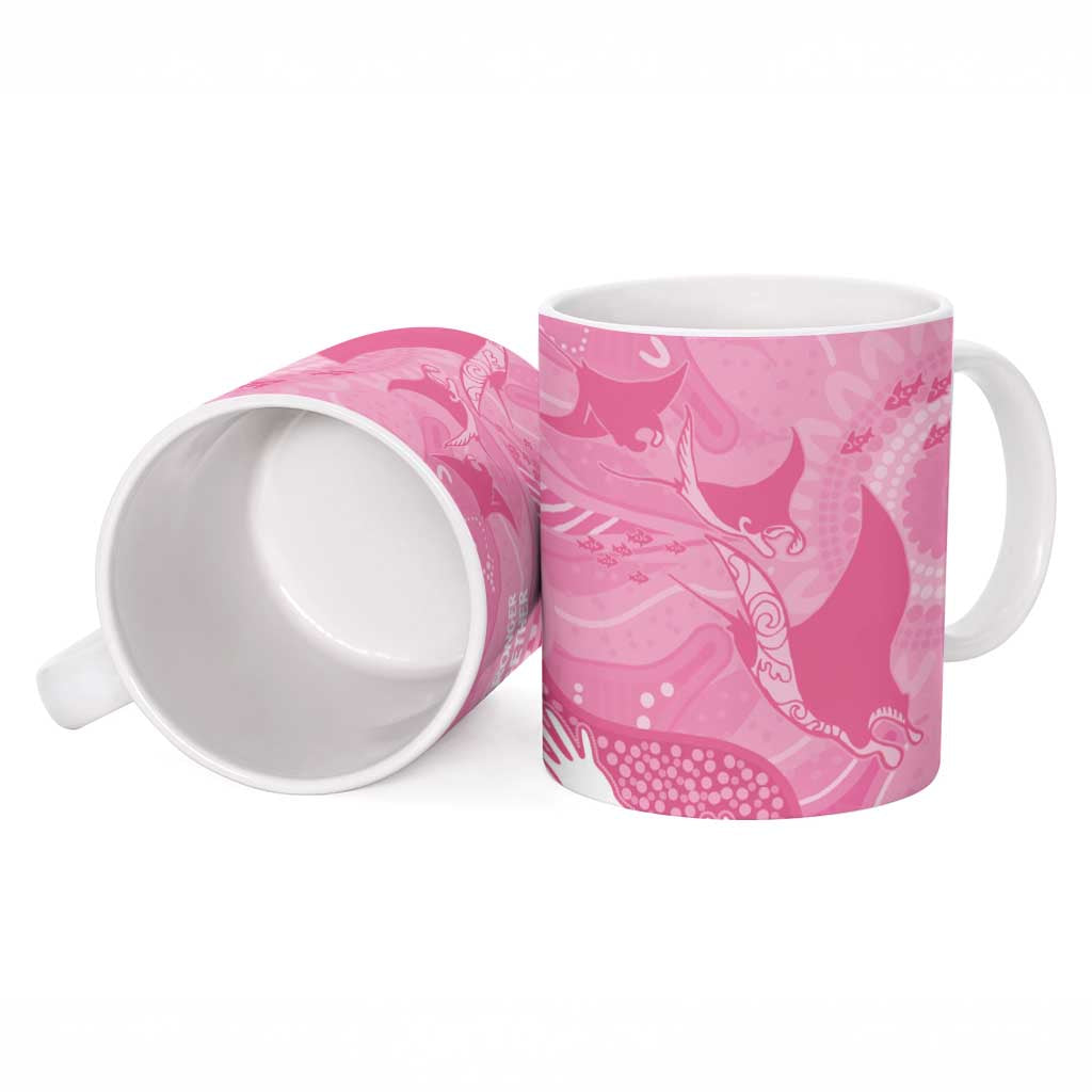 Australia Breast Cancer Awareness Ceramic Mug Pink Ribbon Manta Ray Aboriginal Art - Aussie Hoodie