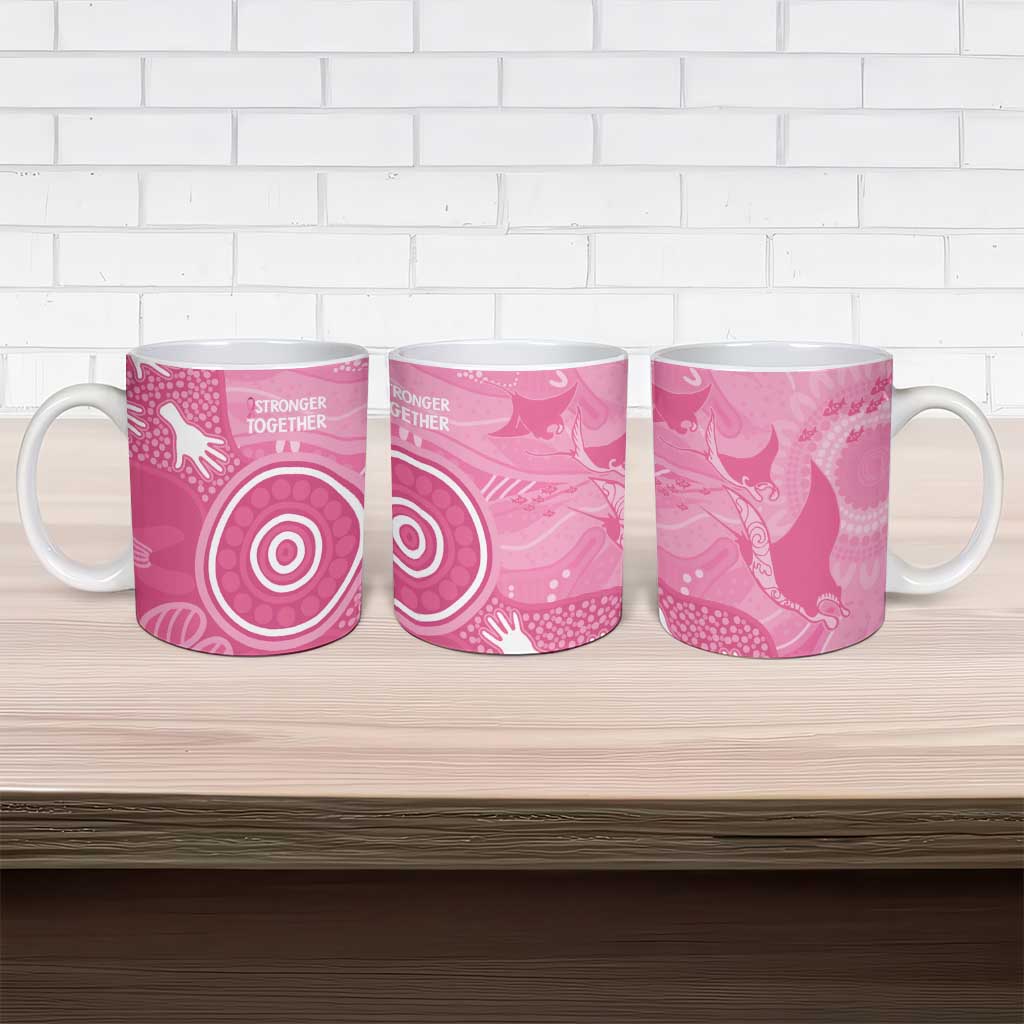 Australia Breast Cancer Awareness Ceramic Mug Pink Ribbon Manta Ray Aboriginal Art - Aussie Hoodie