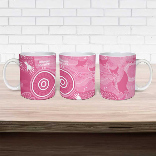 Australia Breast Cancer Awareness Ceramic Mug Pink Ribbon Manta Ray Aboriginal Art - Aussie Hoodie