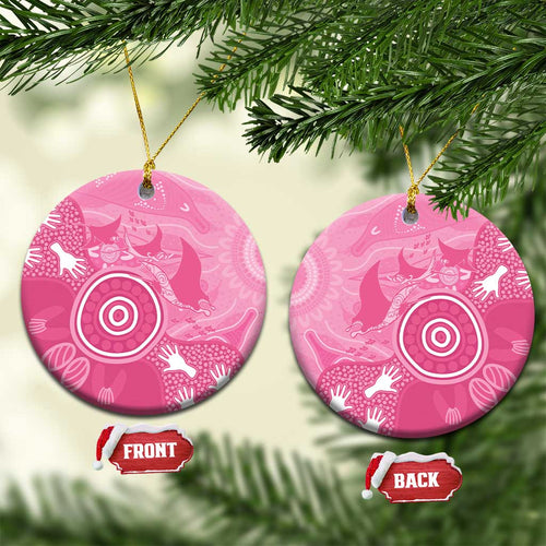 Australia Breast Cancer Awareness Ceramic Ornament Pink Ribbon Manta Ray Aboriginal Art - Aussie Hoodie