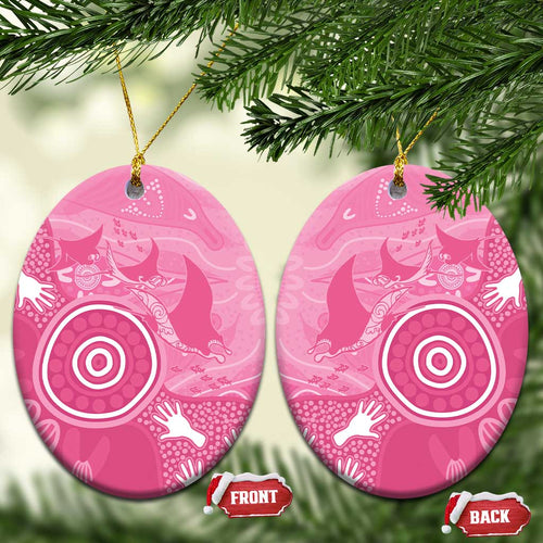 Australia Breast Cancer Awareness Ceramic Ornament Pink Ribbon Manta Ray Aboriginal Art - Aussie Hoodie