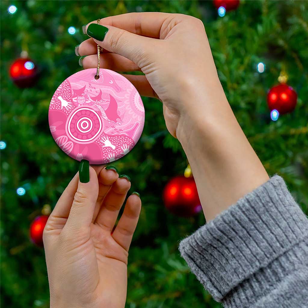 Australia Breast Cancer Awareness Ceramic Ornament Pink Ribbon Manta Ray Aboriginal Art - Aussie Hoodie